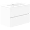 Baikal Mobile da bagno Due cassetti, sospeso alla parete con lavabo. Melamina 16. Mobile montato. Mobile da 70 cm bianco senza specchio