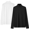 LiKing Maglietta Donna Collo Alto Manica Lunga Top Donna in Cotone a Maniche Lunghe Top Classici Pacco da 2,6351 Nero Bianco L