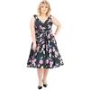 Miss Lavish London Da Donna più Taglia Vestiti Retro Floreale Rockabilly Anni 40 e 50s Annata Moda [FLOREALE-Nera-54]