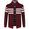 KTWOLEN Cardigan da Uomo Lavorato a Maglia con Cerniera Intera Giacca Stand Collare Classico Felpa Manica Lunga Giacca Pullover con Zip Invernale, C-Nero, S