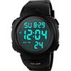 TONSHEN Orologio da Polso da Uomini LED Digitale Militare 50M Impermeabile 12h / 24h Tempo Calendario Gomma Band Day Date Allarme Cronometro Controluce Outdoor Sportivo Uomo Orologi Verde