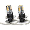 Ruiandsion Lampadine fendinebbia a LED H3, 6-40 V, 4300 K, luce bianca calda, super luminose, chip 2835 10SMD, per fendinebbia auto (confezione da 2)