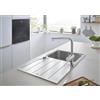 GROHE K500 Lavello da cucina in acciaio inox, 1 vasca 34x42x17, con gocciolatoio e miscelatore da cucina con doccetta estraibile GROHE Minta, cromo, 329 mm, attacchi 3/8 pollici