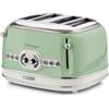 Ariete 156 Tostapane Vintage 4 fette di pane - senza pinze - 6 Livelli di tostatura - Defrost - 1600 Watt - Linea Vintage - Verde