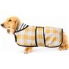 Geyecete-Cappotto Cane Impermeabile,Cappotto Bassotto,Bassotto Impermeabile Giacca con Regolabile Cintura,riflettuto Bassotto Giacca per piccola media Cani-Giallo Quadri -M