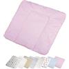Vizaro - Fasciatoio Imbottito Materassino per Bambini 70x75 cm - 100% Cotone - Premium made in EU senza sostanze nocive - Rosa E Bianco