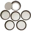 webake Stampo Crostata con Padelle Antiaderenti Teglia per Crostata in Crosta con Base Sciolta Base di Sollevamento in Acciaio Color Argento, Rivestimento Antiaderente - Set da 6, 10cm
