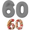 MytaYt 2 stampi in silicone spessi, 60 numeri, per torte di compleanno, 10 pollici, numero di stampi in silicone, 25 cm, per matrimoni, anniversari, feste