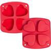 Webake 2 Pezzi Stampi Silicone Forma di Cuore Stampo per Tortiera Antiaderente 4 Cavities Cake Pan Tin