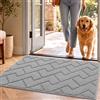 Biscpro Zerbini per Ingresso Interno,50x80cm Tappetino Antiscivolo Lavabile in Lavatrice,Zerbino d'Ingresso Polipropilene Assorbenti per Interno,Ingresso,Esterno,Corridoio,Balcone-Grigio Chiaro