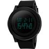 Skmei Orologio da polso digitale sportivo da uomo, con schermo LED, grande quadrante, elettronica, militare, impermeabile, sveglia, cronometro, retroilluminazione, casual, nero, Nero-L (52 mm