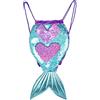 Xlabor Mermaid coda paillettes zaino coulisse magia reversibile paillettes zaino moda scintillante coulisse danza borsa per bambini ragazze, Blu, L, Lucido, alla moda