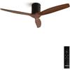 CREATE / WINDCALM DC/Ventilatore da soffitto, nero con pale in legno scuro, 40W, ultrasilenzioso, Ø132 cm