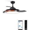 CREATE / WIND CLEAR/Ventilatore da soffitto con luce Wifi e telecomando, nero legno scuro / 40W, Ø108 cm, timer, 6 velocità, pale retrattili, 3 temperature di luce, funzione estate-inverno