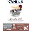 CANSON Mi-Teintes Velvet blocco collato lato corto 24x32 cm, 430 gm, tonalià grigi, 12 fogli