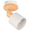 Trio Leuchten Wandspot Shanti 862700176, Metall Warm Grey, Holz naturbelassen, exkl. 1x E14