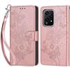 KENHONER Compatibile Cover con Honor 200 Lite 5G,Cover per Honor 200 Lite, Premium Pelle PU Portafoglio Flip Libro Custodia Cover per Honor 200 Lite [Protezione Completa] - Oro rosa Farfalla