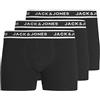 JACK & JONES JACSOLID Boxer Briefs 3 Pack Pantaloncino, Nero. Confezione: Nero, XL Uomo