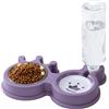 ZLLkeji Ciotola per Gatti e Cani 2 in 1 Con Dispenser d'Acqua Automatico - Antiscivolo e Anti Goccia per Animali di Piccola Taglia - Viola 27 * 18,5 * 4 cm