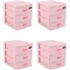 Fegtrty 4 scatole portaoggetti in plastica con cassetti a 3 scomparti, colore: rosa