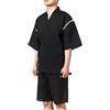 ZEALMAX Kimono da uomo giapponese camicia e pantaloncini, set da salotto in cotone e lino, accappatoio spa, nero, Multicolore, L