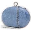Emila Pochette elegante cerimonia donna piccola borsa gioiello ovale con anello strass clutch bag da sera glitter borsetta matrimonio a mano primavera estate 2024 Tessuto glitterato Azzurro polvere