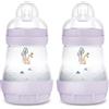 MAM Easy Start Anti-Colic - Set di 2 biberon (160 ml), particolarmente ben accettato, con valvola a fondo contro coliche e tettarelle, misura 1, 0 mesi, capriolo
