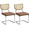 Yaheetech Set 2 Sedie Sala da Pranzo Imbottite Classiche Moderne in Finta Pelle e Metallo a Sbalzo Portata 136 kg Marrone Retro