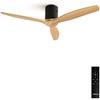 CREATE / WINDCALM DC/Ventilatore da soffitto, nero con pale in legno naturale, 40W, ultrasilenzioso, Ø132 cm