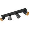 Trio Leuchten Spotbalken Sharp 817100432, Metall Schwarz matt, Cover goldfarbig/schwarz, exkl. 4x GU10