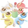 GAGAKU Set di piatti da cucina in legno Set di piatti e posate per bambini Accessori da cucina giocattolo 28PCS Regalo di ruolo per bambini