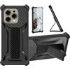 bojioderf Custodia Comaptibile per Doogee N55 Pro Cover Custodia Case Ibrida [Con protezione dello schermo in vetro temperato] [supporto magnetico pieghevole] Nero