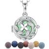 INFUSEU Collane Aromaterapia, Albero Della Vita Quadrifoglio Rame Argentato Ciondolo Collana Diffusore Oli Essenziali Profumo Idee Lavica Boho Lungo Gioielli Originale Regalo Utili Donna Amica