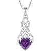FJ Collana Nodo Celtico Irlandesi in Argento Sterling 925 Ciondolo Infinito con Pietre Portafortuna Febbraio Ametista Collana per Donna