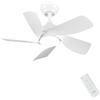 CJOY Ventilatore da Soffitto Bianco, 76cm Ventilatore da Soffitto con Luce e Telecomando, Lampadario Ventilatore da Soffitto 5 Pale, 3 Colori e Dimmerabile, 6 Velocità, CC Reversibile