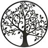 DRW Applique Decorazione Parete Metallo Rotondo Albero con Uccelli 100x100x1 cm
