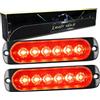 RIGIDON 2 Pezzis 6 LED Lampada di Emergenza Strobo Barra Led, 4.3 Pollice 12V 24V Faretti Fendinebbia Per Off road Auto Fuoristrada Camion SUV UTE ATV Barca 4x4 Veicoli, Rosso Impermeabile