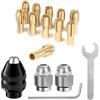 Saipor Set di 16 pinze per mandrini per trapano, 4486 senza chiave a cambio rapido, strumento rotante con set di dadi in ottone 4485 (0,5-3,2 mm), kit pinza mandrino compatibile con modello 3000,