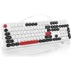 SOLIDEE Tastiera a membrana cablata al 100% con tasti rotondi galleggianti,tastiera di dimensioni complete 104 tasti,tastiera con tasti stile macchina da scrivere(Americana QWERTY)(GT108 White)