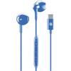 Music Sound - Auricolari Capsula - Auricolari con Filo e Microfono - Compatibilità USB-C - Dettagli metallici - Colore Blu