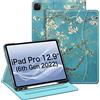 Fintie, Custodia intelligente a libro per iPad Pro 12,9 6a gen 2022, con supporto multi-angolo, portamatite e tasca, adatta anche per iPad Pro 12.9 2021 5a, 2020 4a e 2018 3a gen, fiore