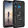 LXHGrowH Cover per Huawei P20 Lite, Custodia 2in1 Dual Layer Ibrida Morbida TPU Full Body Protezione Anti-Shock Back Armor, con 360° Magnetica Supporto, Nero