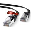 Mr. Tronic Cavo Ethernet Cat 7 da 15m Piatto, Cavo di Rete LAN Cat 7 ad Alta Velocità con Connettori RJ45 Per una Connessione Internet Veloce 10 Gbps - Cavo Patch | SFTP (15 Metri, Nero)