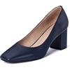 GENSHUO Décolleté Neri da Donna con Tacco Basso e Blocco Tacchi Alti Lisci e Grossi 7 cm/2.76 Pollici Scarpe da Lavoro con Punta Quadrata Scarpe con Tacco da Donna con Tacco Spesso, Blu Navy, 40 EU