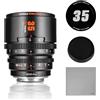 7artisans 35mm T2.1 Obiettivo cinematografico professionale S35 Telaio compatibile con Canon RF-S Mount per RED KOMODO/KOMODO X/CANON C70/R7/R50/R35 (Nero)