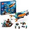 LEGO City Sottomarino per Esplorazioni Abissali Giocattolo con Drone, Squali, Relitto di Barca e Minifigure di Sub, Regalo di Compleanno per Bambini e Bambine dai 7 Anni in su 60379