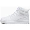 PUMA Scarpe Sneakers Rebound V6 Mid da ragazzi, Bianco/Grigio/Altro