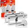 GERCAR Set di 2 cilindri a pomello, 30/30, con chiusura simultanea, con 10 chiavi, lunghezza: 60 mm, A: 30, larghezza: 30, set da 30