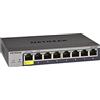 NETGEAR Switch Ethernet Smart 8 porte GS108T, Switch Gigabit con 1 porta PD, gestione Insight cloud opzionale, montaggio desktop o a parete, funzionamento silenzioso e assistenza limitata a vita