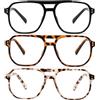 KoKoBin 3 Pack Oversize Volo Cerniera a molla Vintage Occhiali da lettura da uomo e da donna Quadrato Anti Luce Blu Computer Reader (Confezione da 3, 2, Diottria)